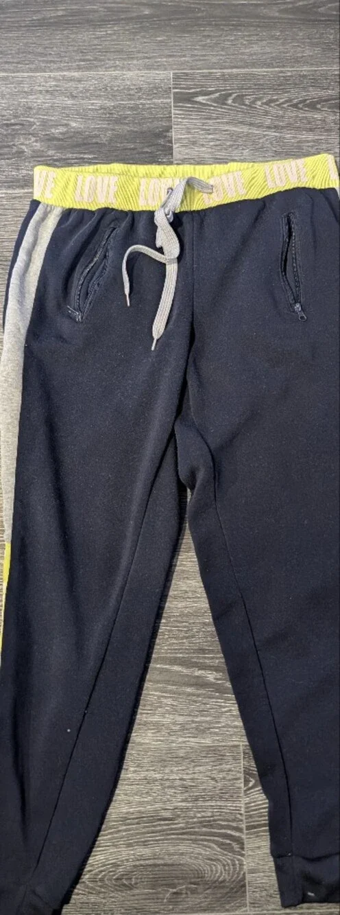 Navy Sweatpants with Yellow Accent